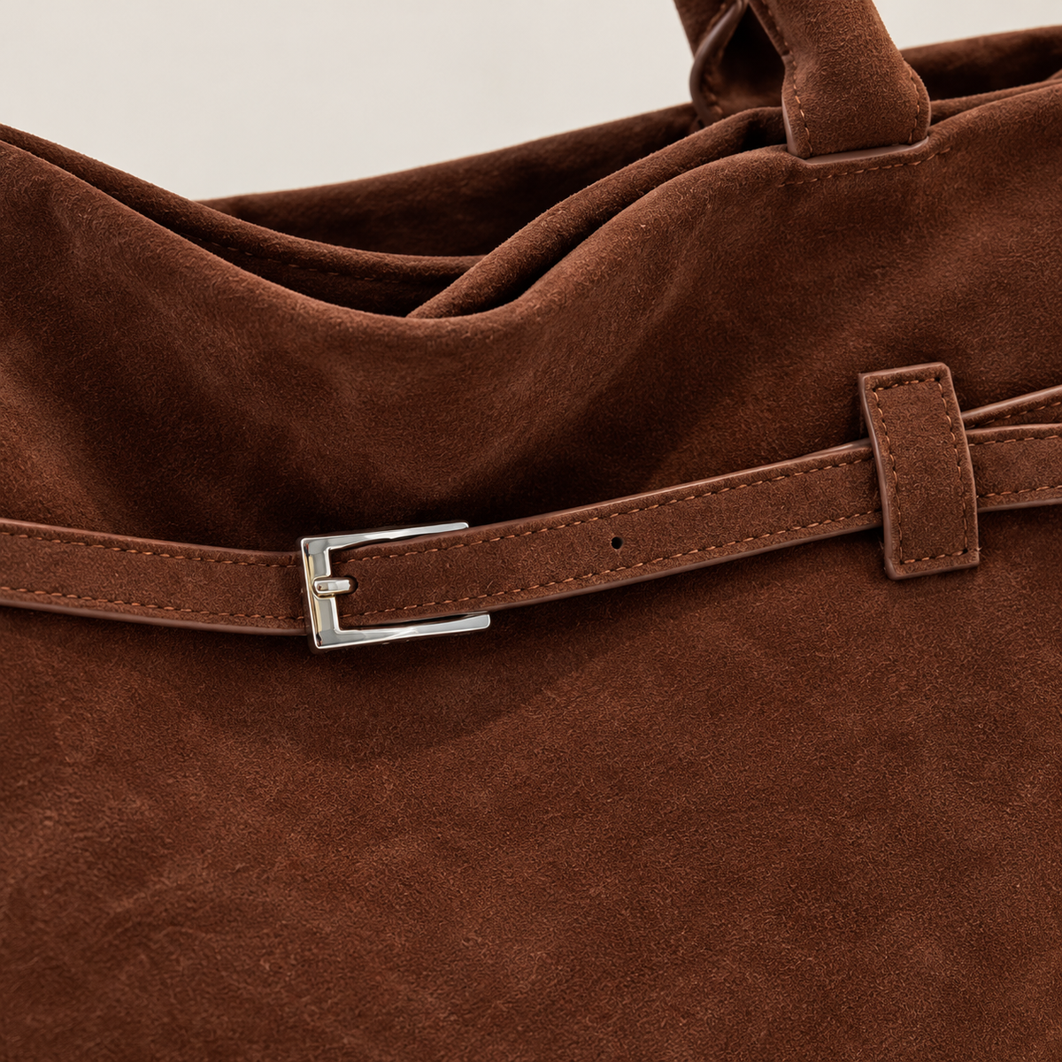 Brown Faux-Suede Tote Bag