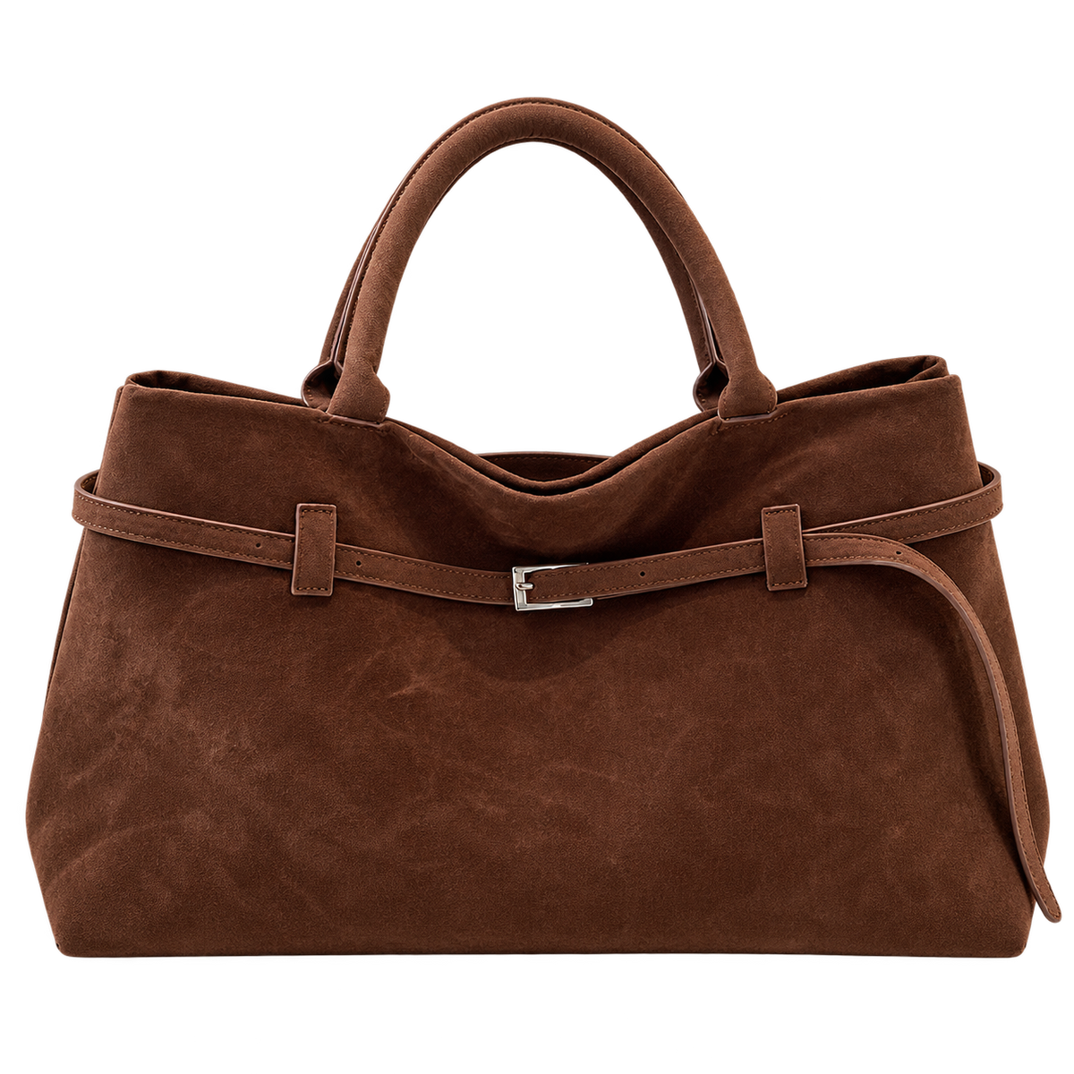 Brown Faux-Suede Tote Bag