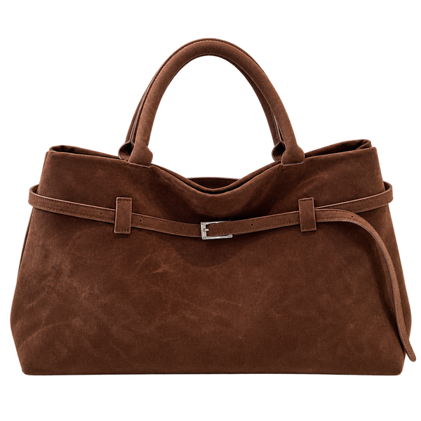 Brown Faux-Suede Tote Bag