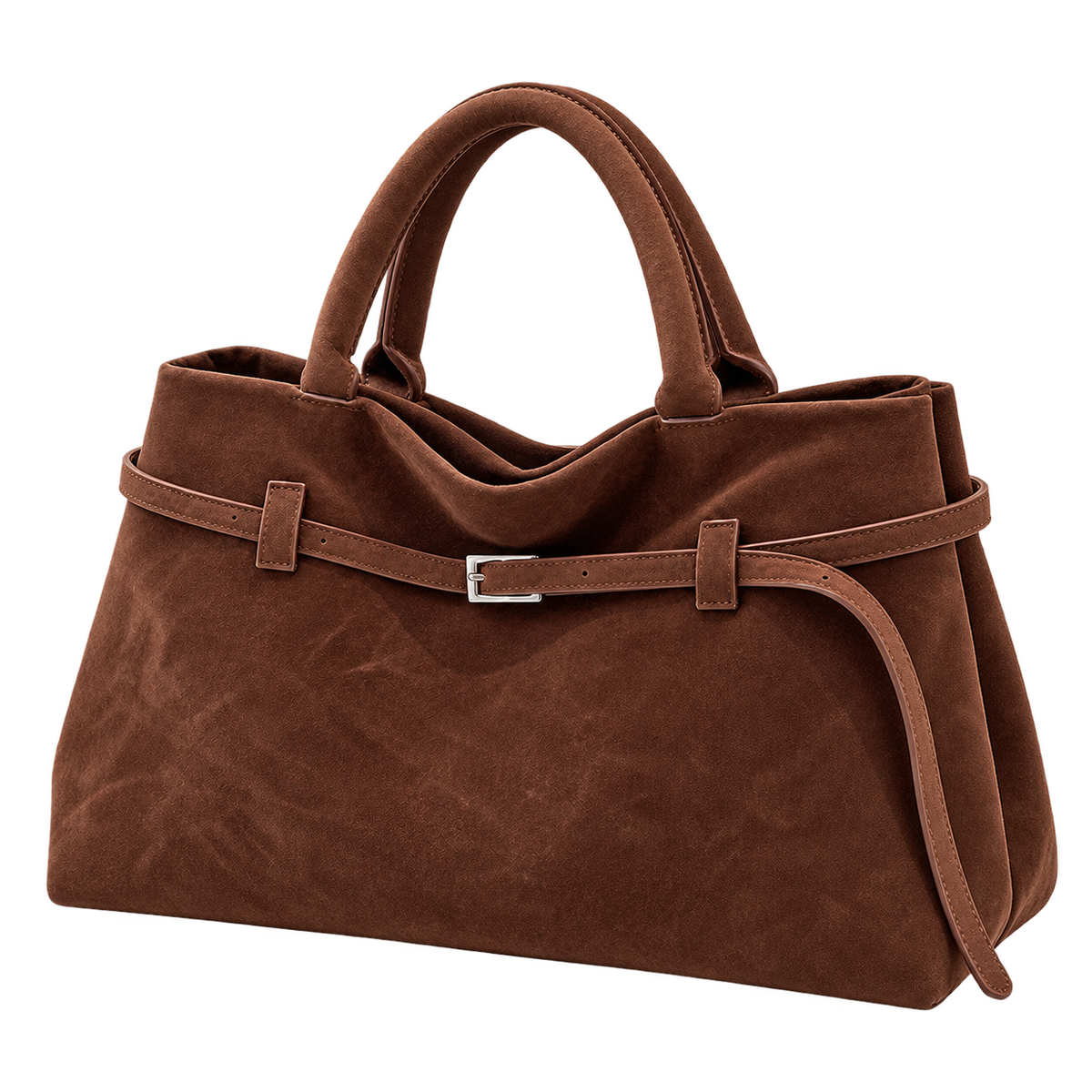 Brown Faux-Suede Tote Bag