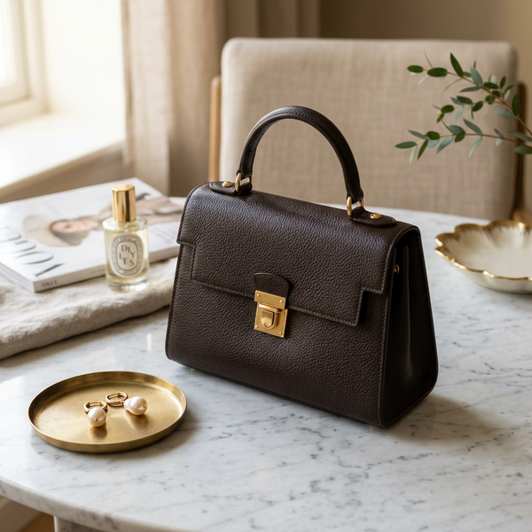 Elegant Textured Structured Handbag