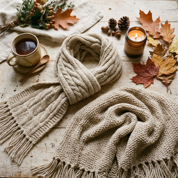 Solid-Colour Knitted Scarf Shawl